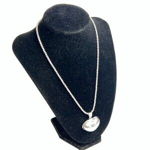 Sterling Silver Large Puffed Heart Pendant Necklace